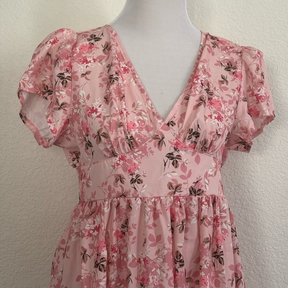 SHEIN Pink Floral Midi Dress - Picture 2 of 9